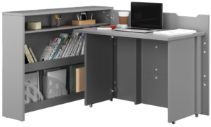 bureau escamotable gris