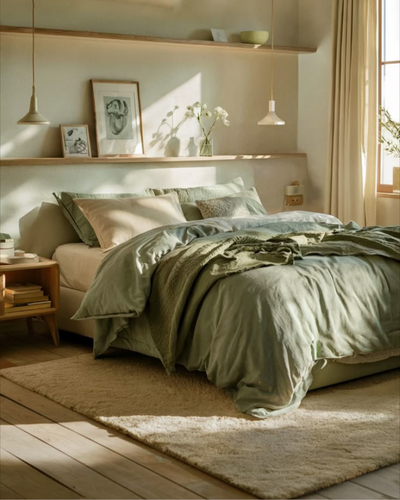 chambre vert sauge lumineuse