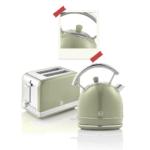 ensemble petit dej bouilloire et grill pain vert sauge