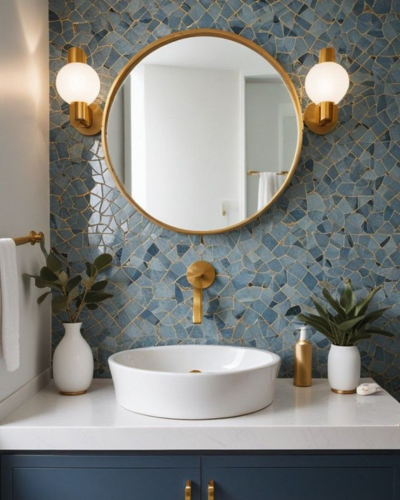 salle de bain zellige bleu clair