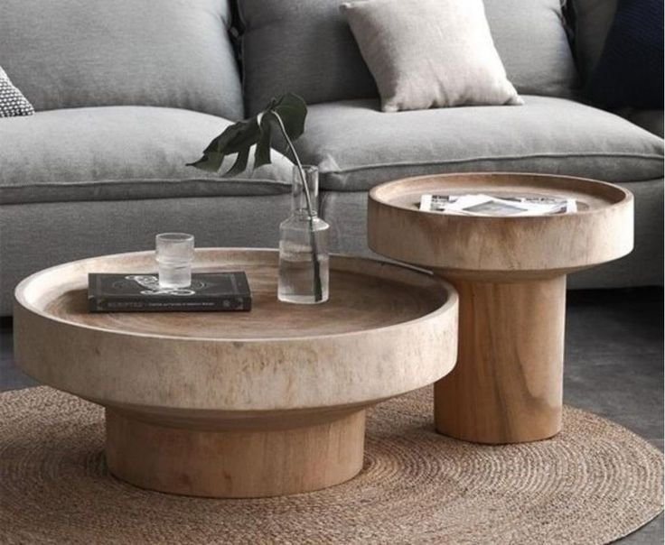 salon table bois brut