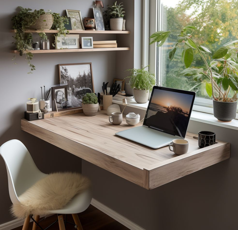 télétravail bureau et lumière naturelle