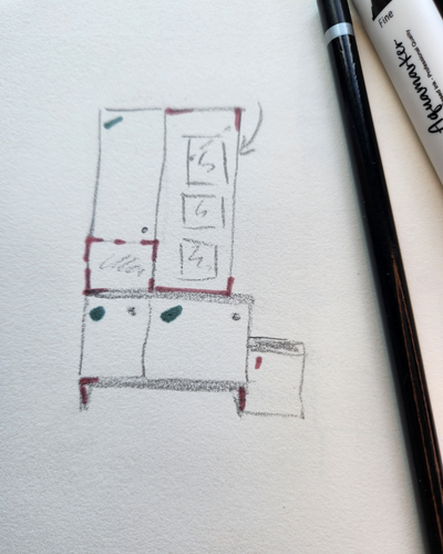 croquis meuble d'entrée DIY