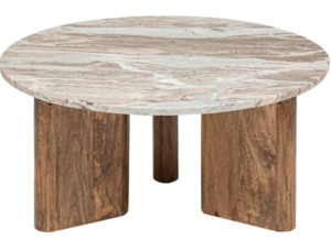 table basse bois et marbre